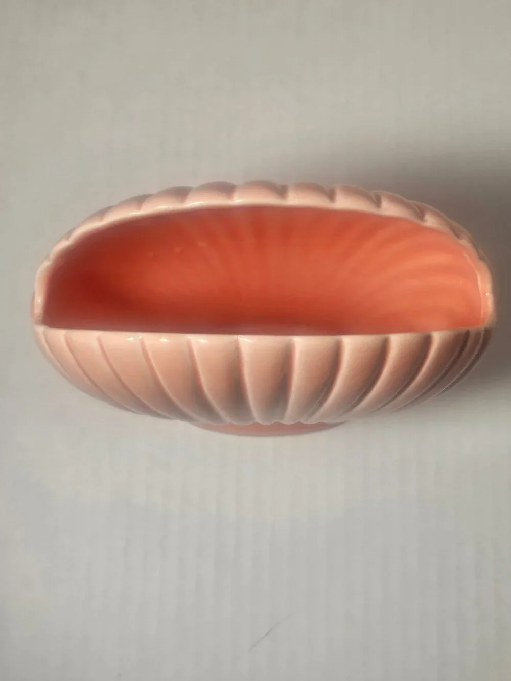 Vintage Pink Coral Scallop Clamshell Planter Vase Made in Japan Nautical Decor